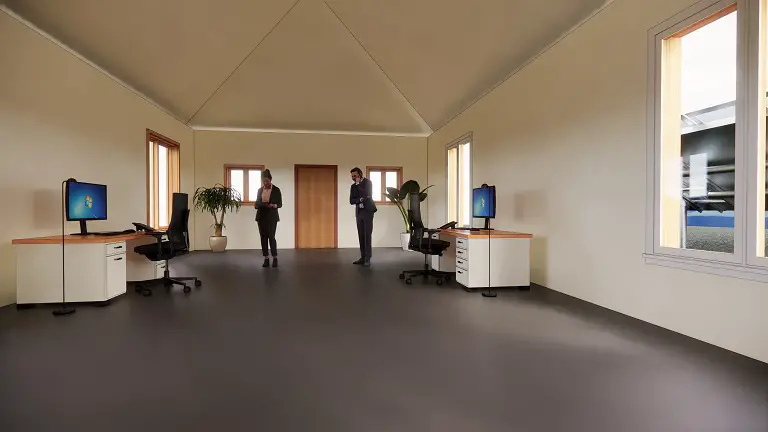 Inside office building in 3D