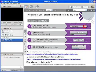 Blackboard Collaborate Moderator main window