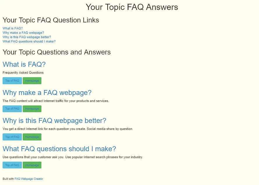 FAQ sample webpage image