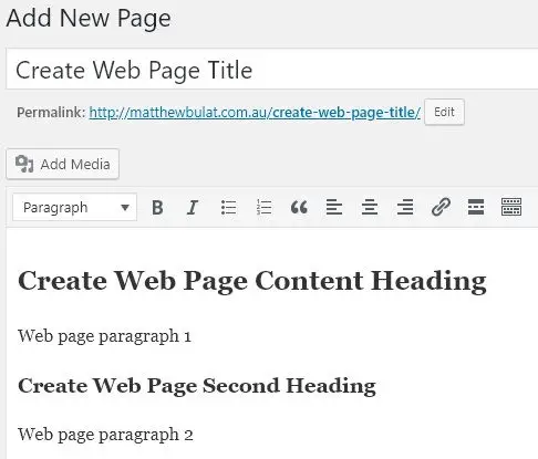 Create Web Page Content